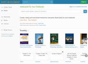 How easynotecards.com looks like on a tablet such as an iPad.