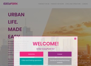 How easypark.net looks like on a tablet such as an iPad.