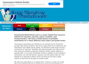 How easyteacherworksheets.com looks like on a tablet such as an iPad.