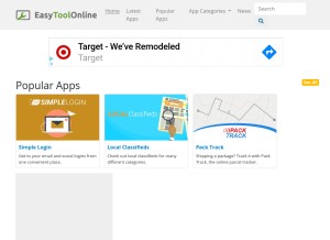 How easytoolonline.com looks like on a tablet such as an iPad.