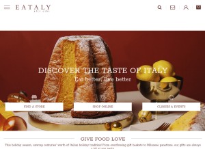 How eataly.com looks like on a tablet such as an iPad.