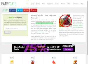 How eatbydate.com looks like on a tablet such as an iPad.