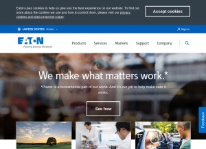 How eaton.com looks like on a tablet such as an iPad.