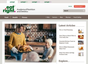 How eatright.org looks like on a tablet such as an iPad.