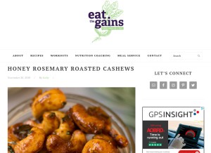 How eatthegains.com looks like on a tablet such as an iPad.