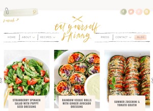 How eatyourselfskinny.com looks like on a tablet such as an iPad.