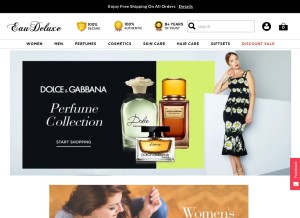 How eaudeluxe.com looks like on a tablet such as an iPad.