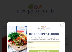 How eazypeazymealz.com looks like on a tablet such as an iPad.