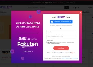 How ebates.ca looks like on a tablet such as an iPad.