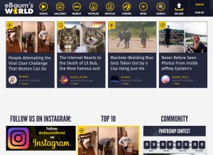 How ebaumsworld.com looks like on a tablet such as an iPad.