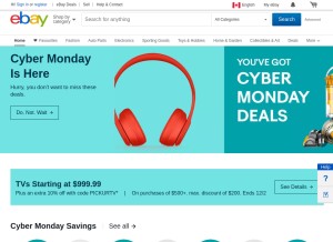 How ebay.ca looks like on a tablet such as an iPad.