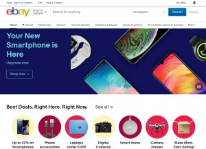 How ebay.ie looks like on a tablet such as an iPad.