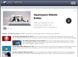 How ebizmba.com looks like on a tablet such as an iPad.