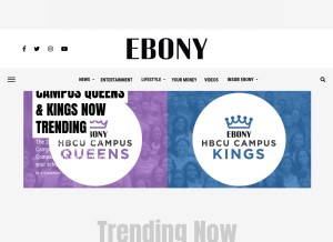 How ebony.com looks like on a tablet such as an iPad.