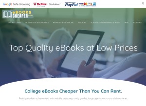 How ebookscheaper.com looks like on a tablet such as an iPad.