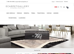 How ecarpetgallery.ca looks like on a tablet such as an iPad.