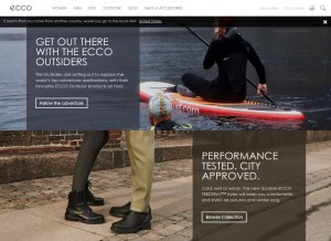 How ecco.com looks like on a tablet such as an iPad.