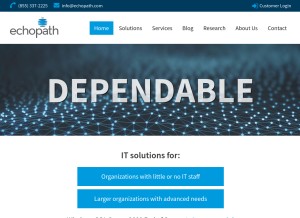 How echopath.com looks like on a tablet such as an iPad.