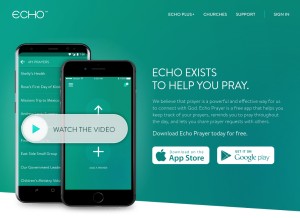 How echoprayer.com looks like on a tablet such as an iPad.