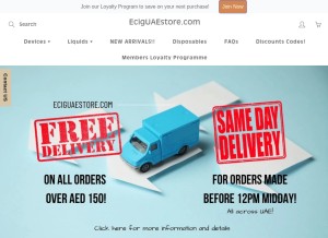 How eciguaestore.com looks like on a tablet such as an iPad.