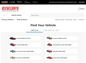 How ecklers.com looks like on a tablet such as an iPad.
