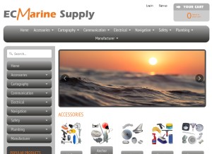 How ecmarinesupply.com looks like on a tablet such as an iPad.