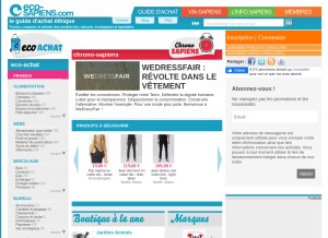 How eco-sapiens.com looks like on a tablet such as an iPad.