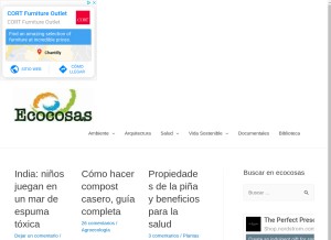 How ecocosas.com looks like on a tablet such as an iPad.