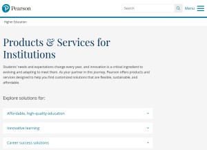 How ecollege.com looks like on a tablet such as an iPad.
