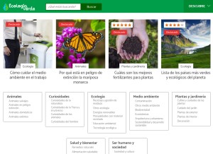 How ecologiaverde.com looks like on a tablet such as an iPad.