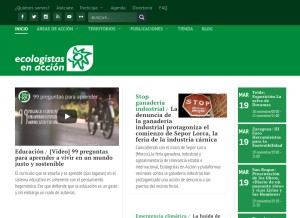 How ecologistasenaccion.org looks like on a tablet such as an iPad.