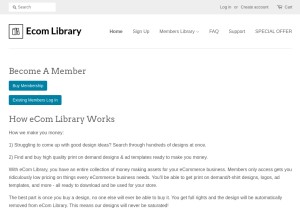 How ecomlibrary.com looks like on a tablet such as an iPad.