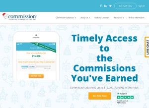 How ecommission.com looks like on a tablet such as an iPad.