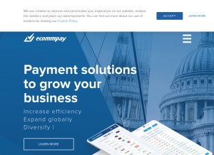 How ecommpay.com looks like on a tablet such as an iPad.