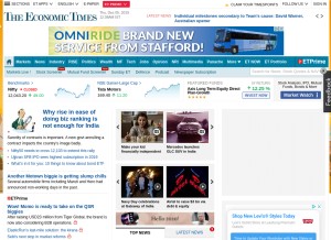 How economictimes.com looks like on a tablet such as an iPad.
