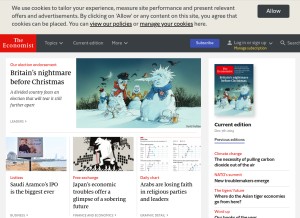 How economist.com looks like on a tablet such as an iPad.