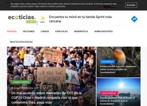 How ecoticias.com looks like on a tablet such as an iPad.
