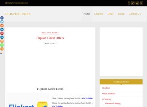 How ecouponsindia.xyz looks like on a tablet such as an iPad.