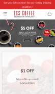 How ecscoffee.com looks like on a mobile device such as an iPhone.