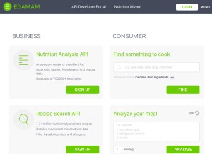 How edamam.com looks like on a tablet such as an iPad.