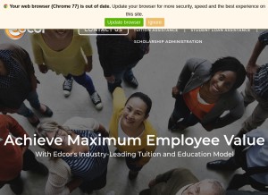 How edcor.com looks like on a tablet such as an iPad.