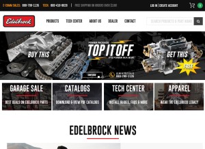 How edelbrock.com looks like on a tablet such as an iPad.