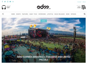 How edm.com looks like on a tablet such as an iPad.