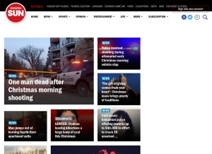 How edmontonsun.com looks like on a tablet such as an iPad.