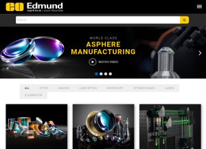 How edmundoptics.com looks like on a tablet such as an iPad.