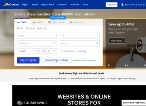 How edreams.hk looks like on a tablet such as an iPad.