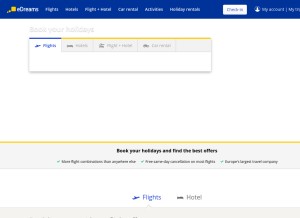 How edreams.in looks like on a tablet such as an iPad.