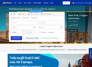 How edreams.it looks like on a tablet such as an iPad.