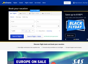 How edreams.net looks like on a tablet such as an iPad.