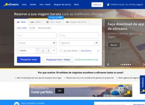 How edreams.pt looks like on a tablet such as an iPad.